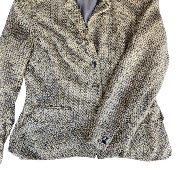 BOHO GIANNI 3 Button Lightweight Lined Yellow Tweed Blazer Size 6 - Picture 2 of 9